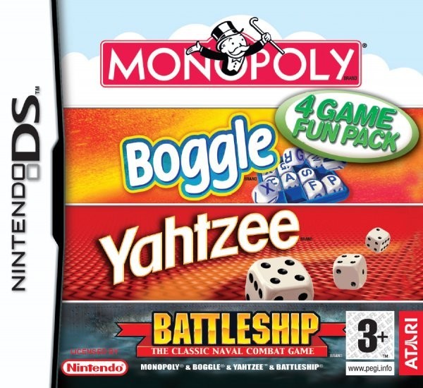 Portada oficial de Monopoly, Boggle, Yahtzee, Battleship  DS